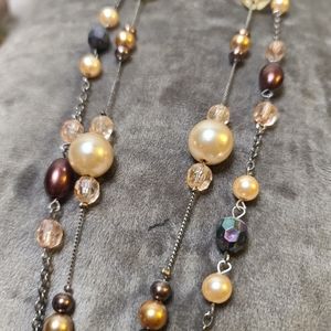 Brown bronze beaded necklace